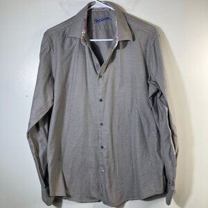 Mens Robert Graham Button‎ Shirt Patterned Cats Eye Floral L Cotton Long Sleeve